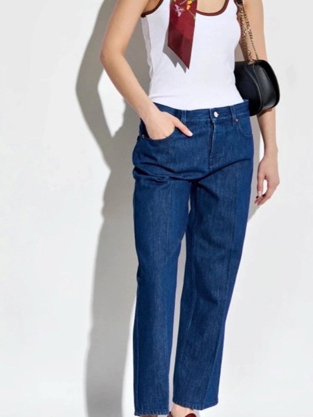 Gucci Pressed-Crease Jeans Straight Leg Blue